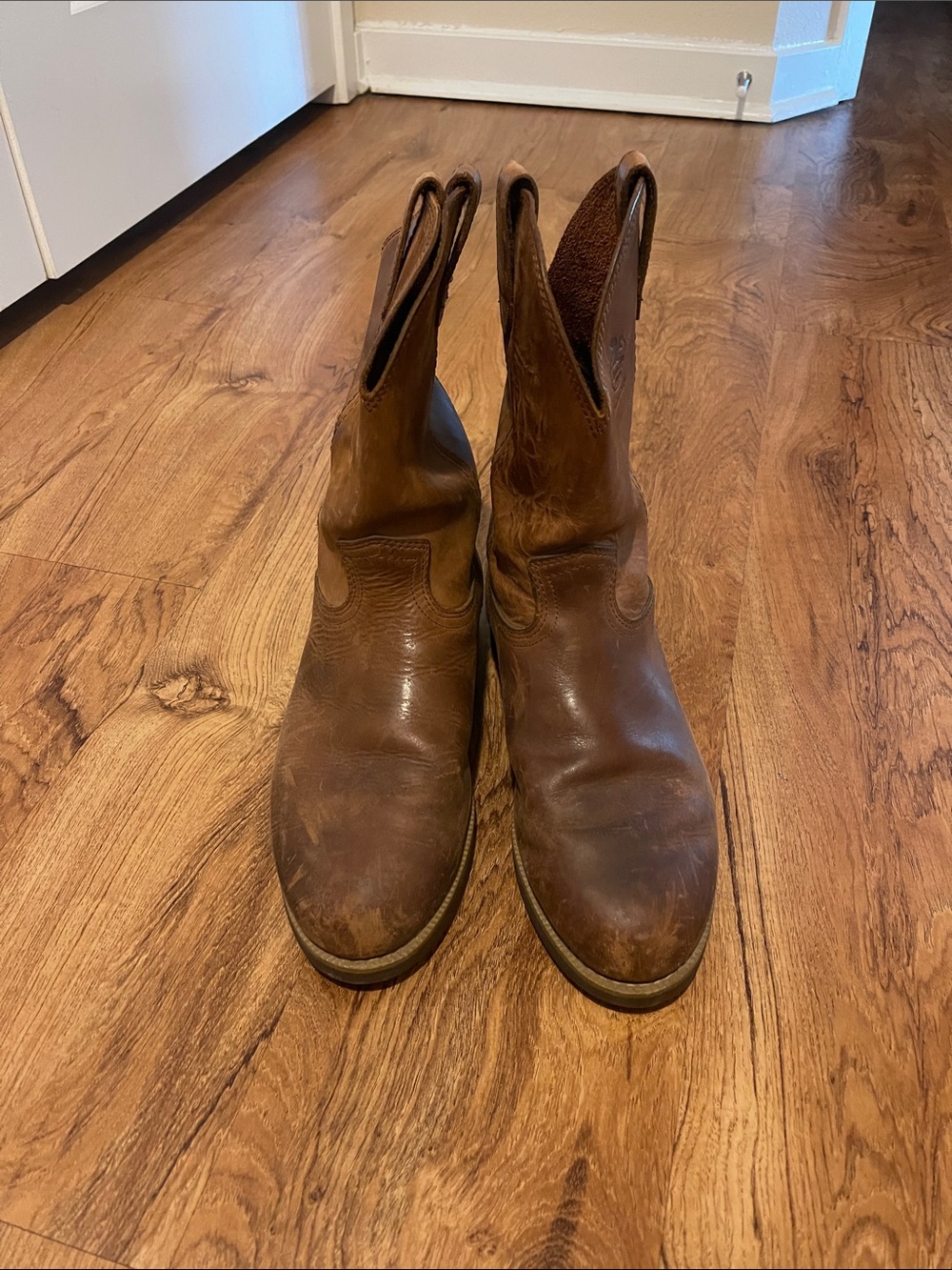 Georgia Boot Brown Leather Pull-On Cowboy Boots